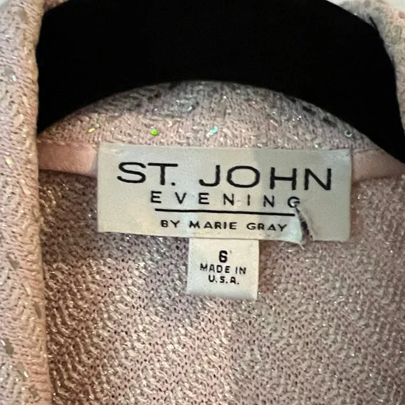 St. John Pale Pink Sparkle Tweed Blazer and Skirt Set - Picture 2 of 10